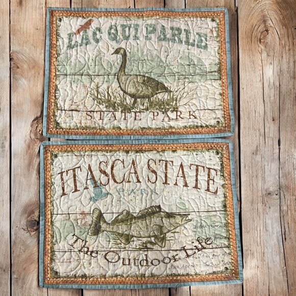 Vintage Quilted Lac Qui Parle & Itasca State Park Quilted Placemats - Picture 1 of 5